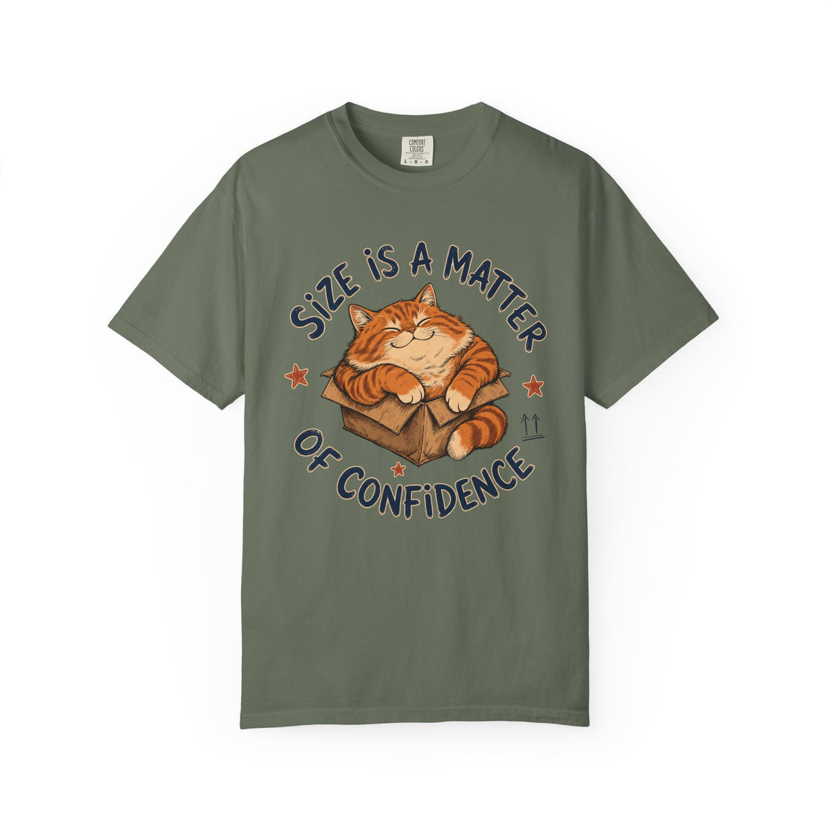 Cat Confidence T-Shirt — "Size Is a Matter of Confidence" Graphic Tee