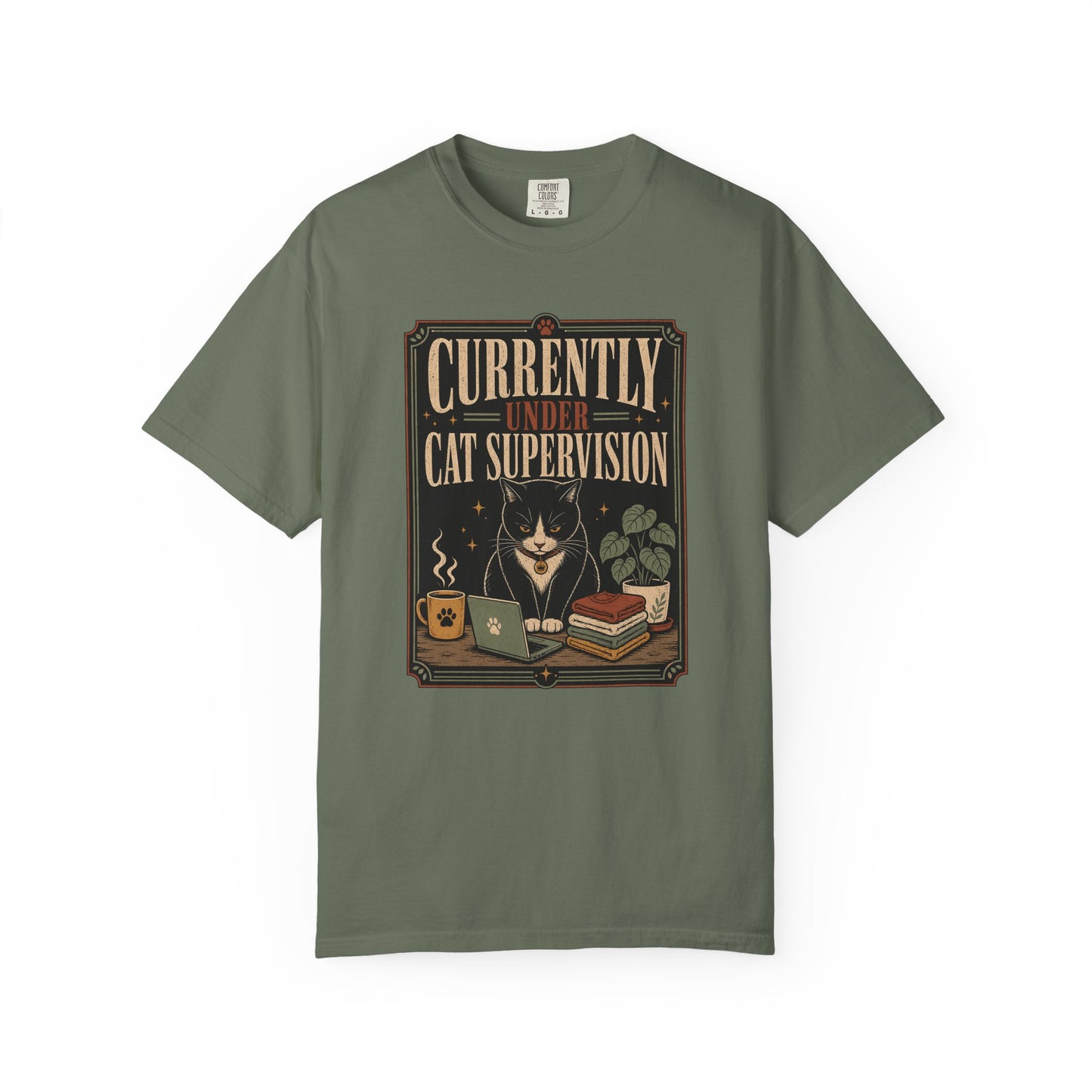 Cat Supervision T-Shirt — "Currently Under Cat Supervision" Vintage Cat Lover Tee