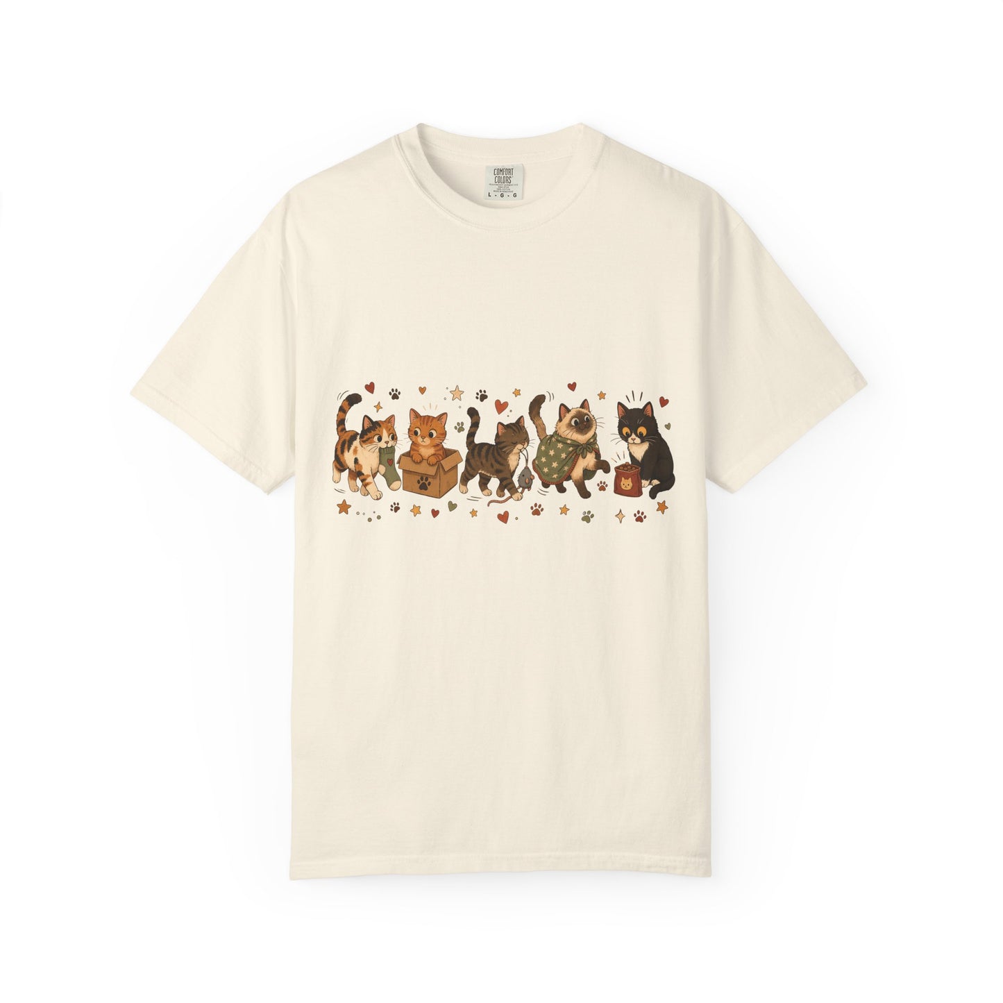 Calico Cats Row T-Shirt — Vintage Kitty Illustration Tee