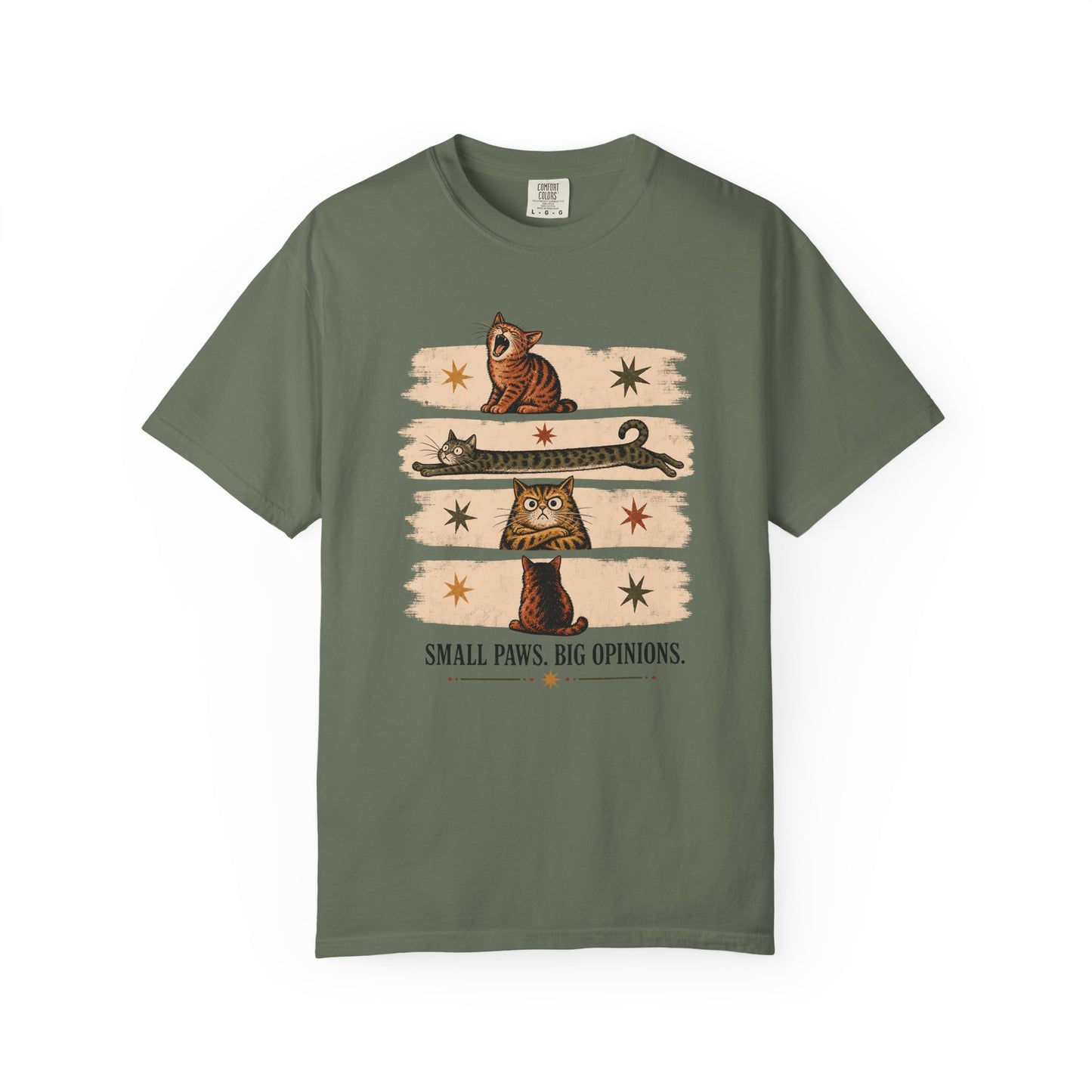 Cat T-Shirt — "Small Paws, Big Opinions" Graphic Tee