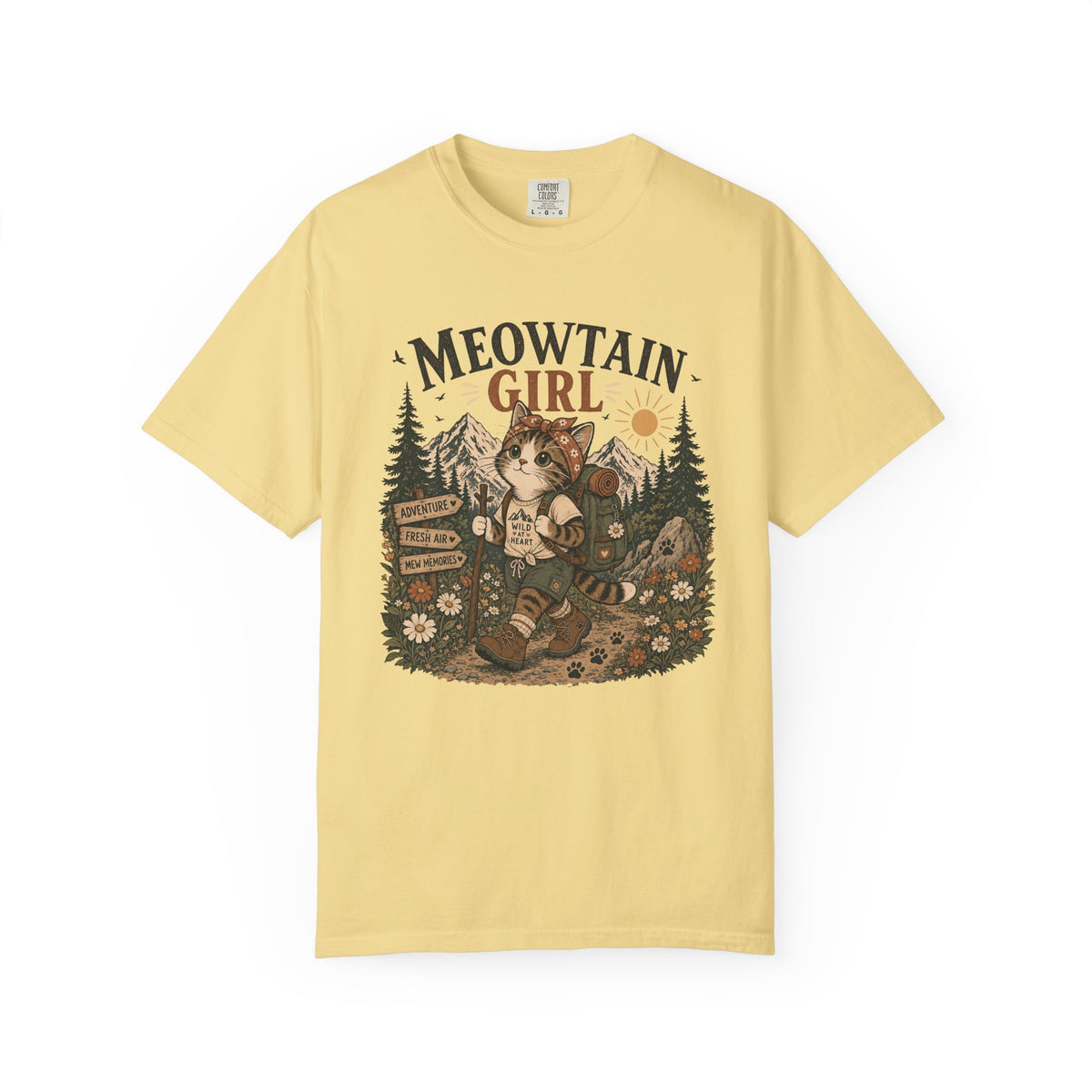 Meowtain Girl T-Shirt — Cute Cat Mountain Graphic Tee