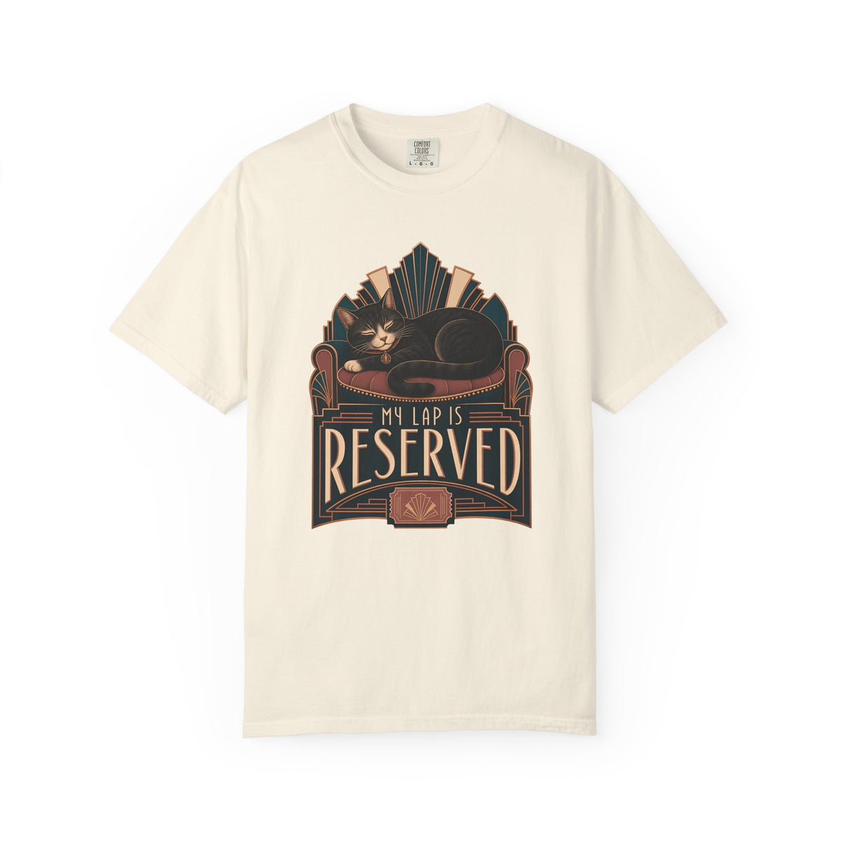 Cat T-Shirt — "My Lap Is Reserved" Vintage Art Deco Cat Tee