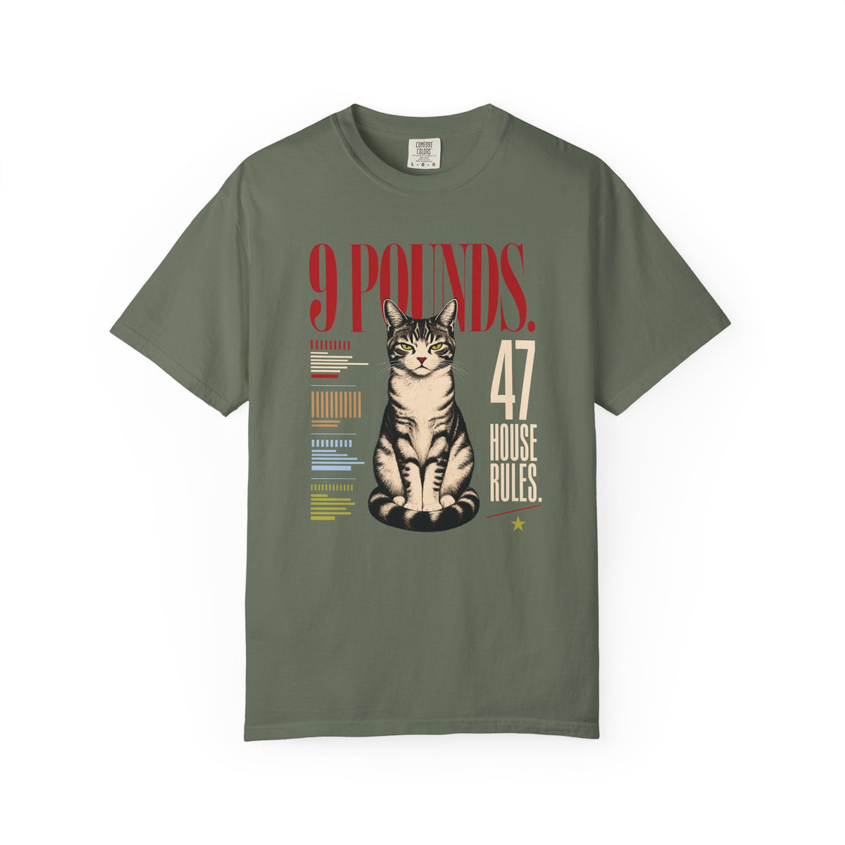 9 Pounds Cat T-Shirt — Retro Graphic Kitten Tee