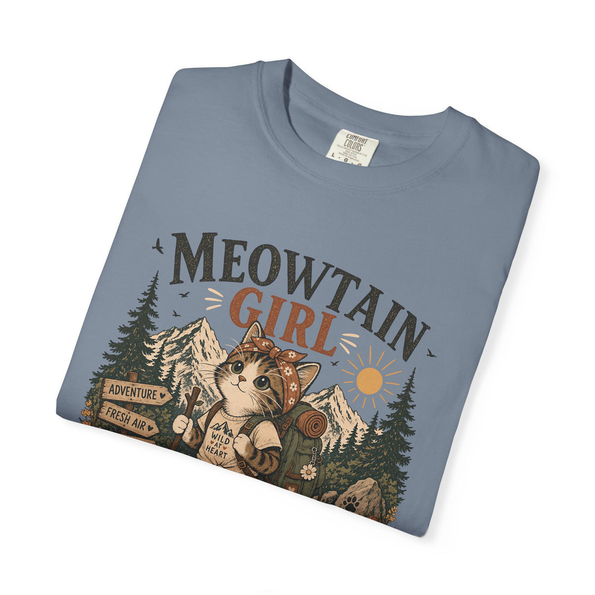 Meowtain Girl T-Shirt — Cute Cat Mountain Graphic Tee