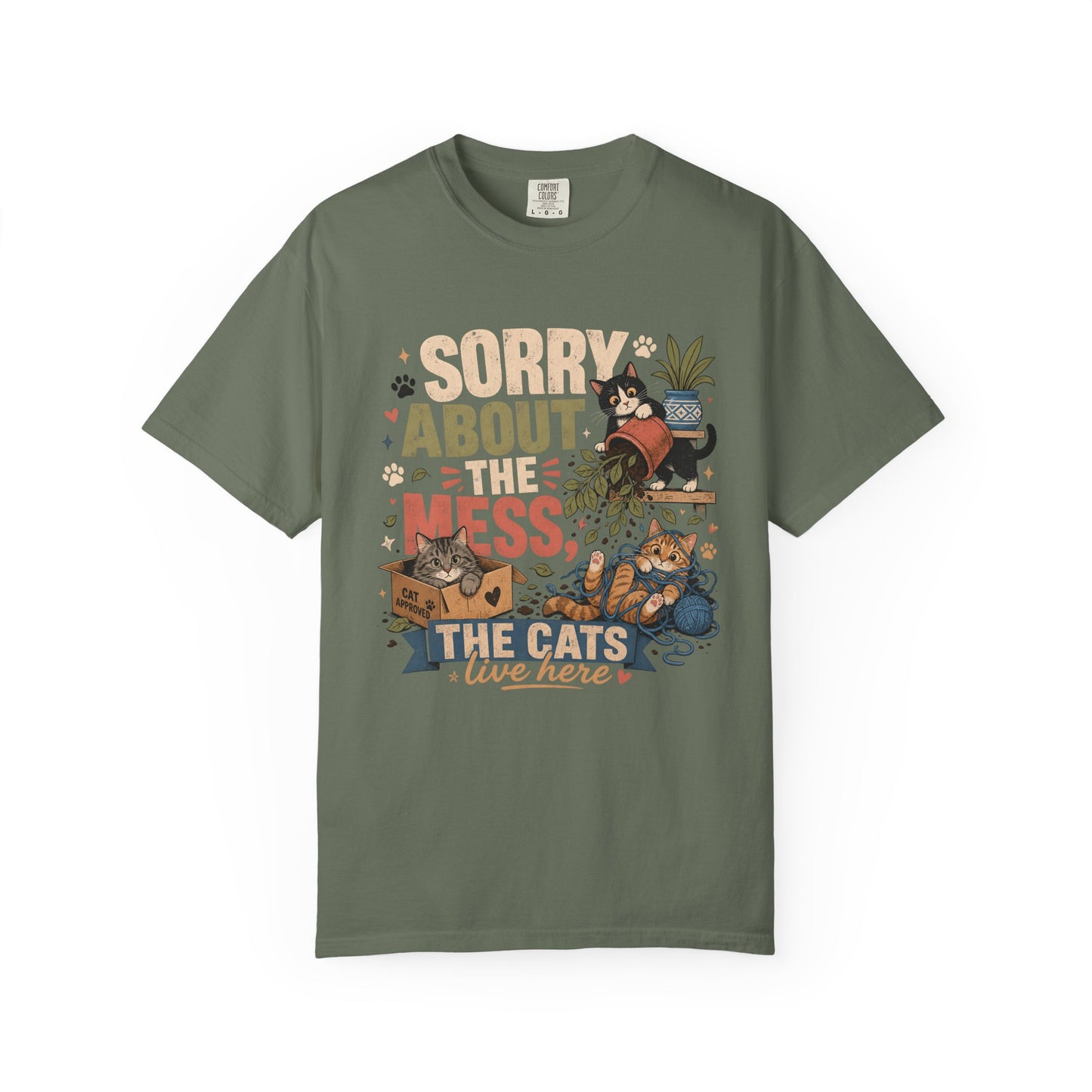 Sorry About the Mess Cat T-Shirt — Cute Cat Mom Graphic Tee