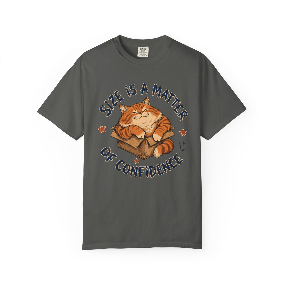 Cat Confidence T-Shirt — "Size Is a Matter of Confidence" Graphic Tee