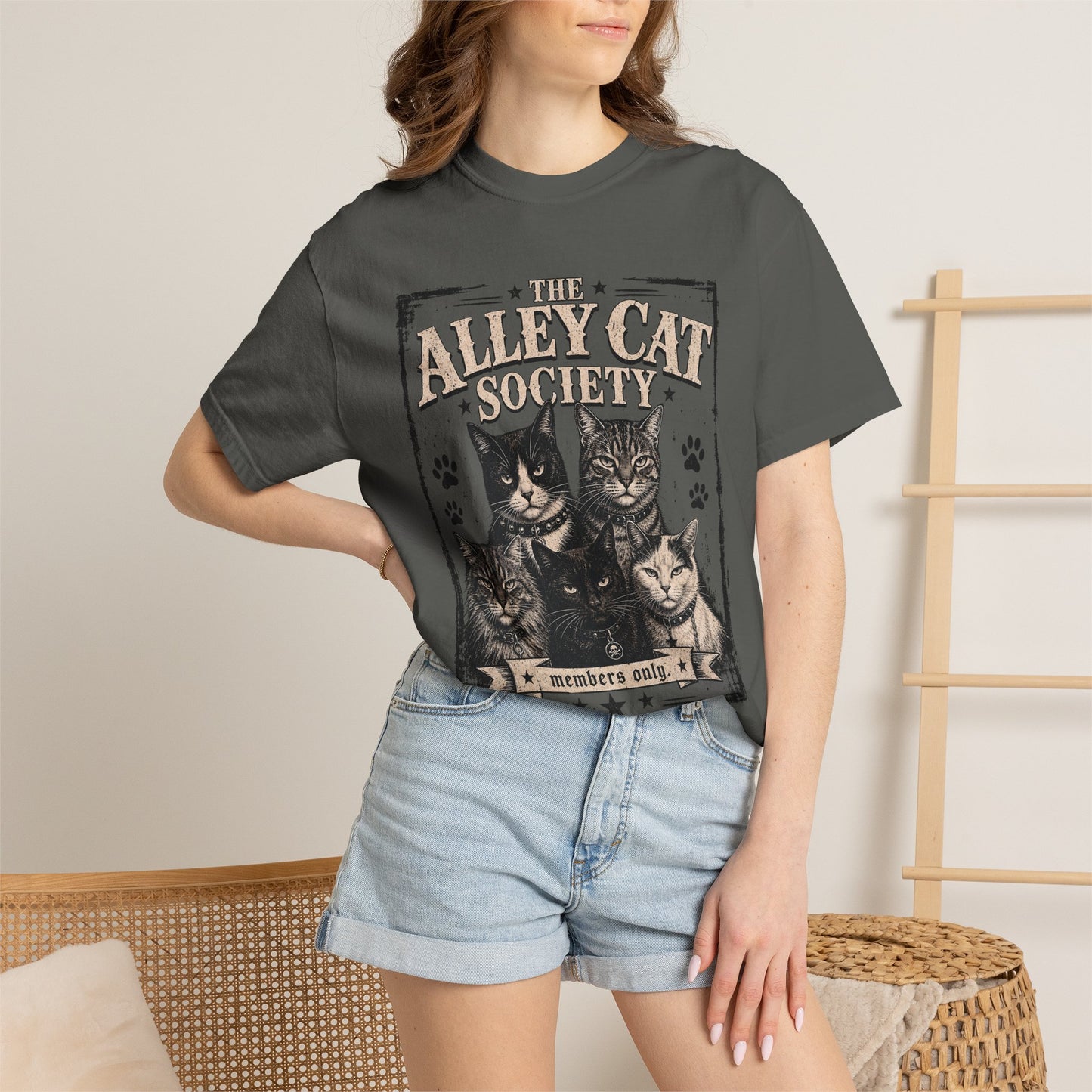 Alley Cat Society T-Shirt — Vintage 'Members Only' Cat Graphic Tee
