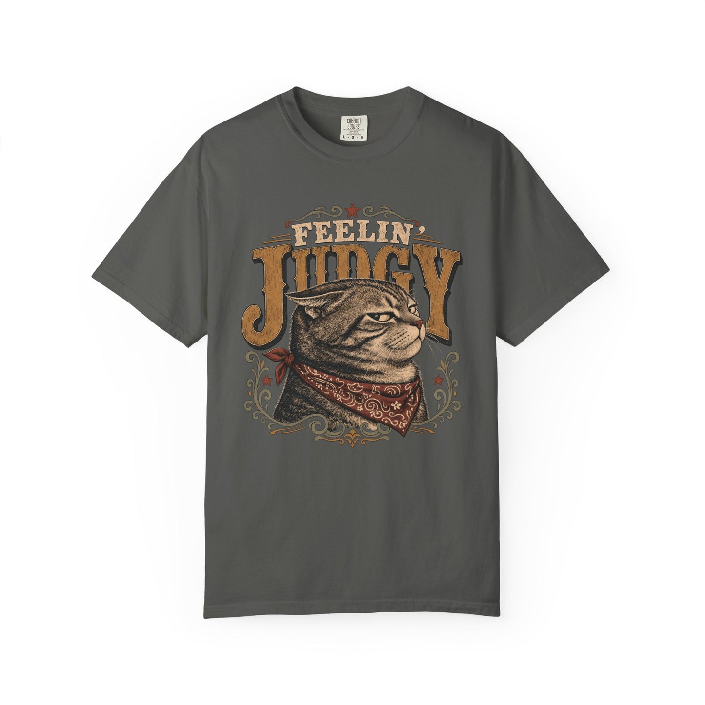 Feelin' Judgy Cat T-Shirt — Vintage Western Cat Graphic Tee