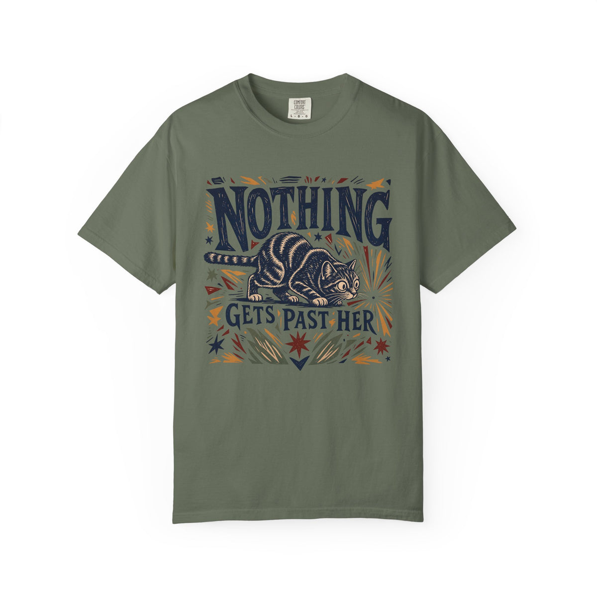 Nothing Gets Past Her Cat T-Shirt — Cute Cat Graphic Tee for Cat Lovers