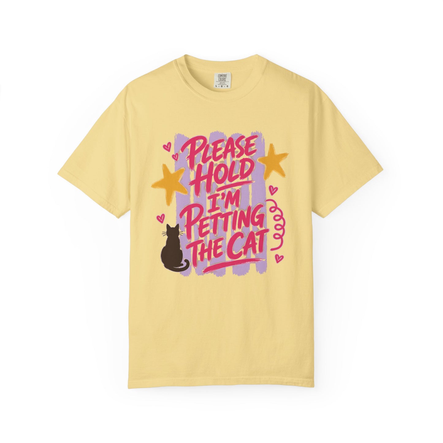 Please Hold I'm Petting the Cat T-Shirt — Cute Cat Lover Tee