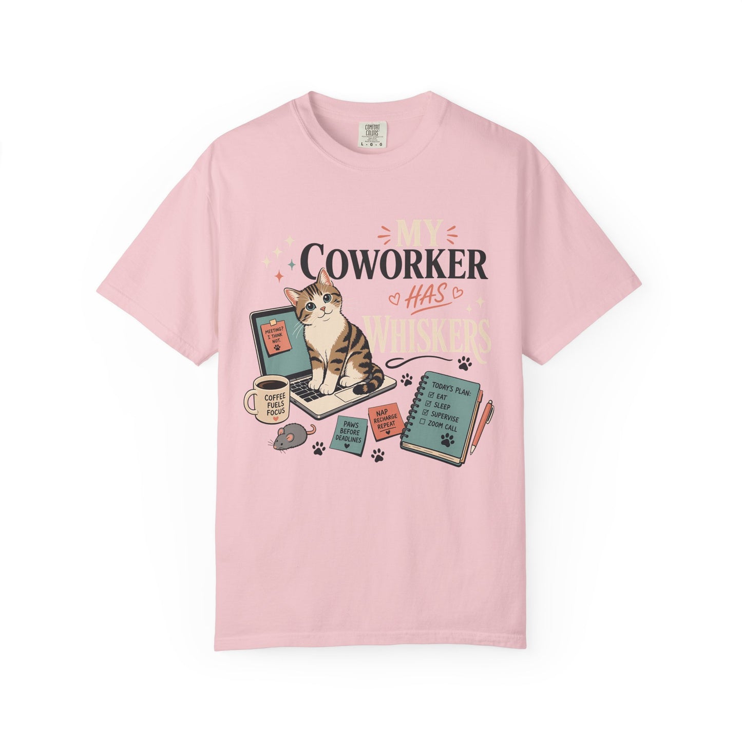 Cat Coworker T-Shirt — "My Coworker Has Whiskers" Casual Graphic Tee