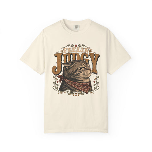 Feelin' Judgy Cat T-Shirt — Vintage Western Cat Graphic Tee