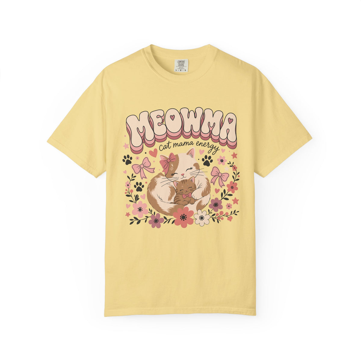 Meowma Cat Mama T-Shirt — Cute Floral Sleeping Cat Tee