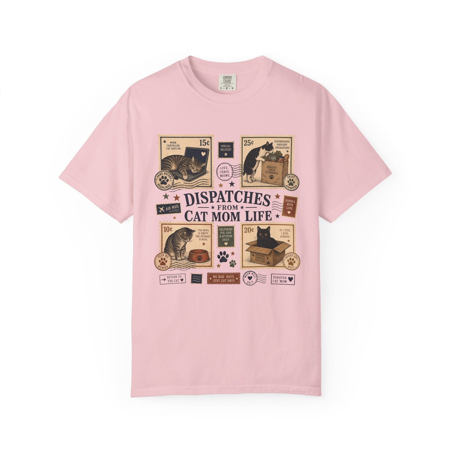 Cat Mom Life T‑Shirt — "Dispatches From Cat Mom Life" Vintage Cat Collage Tee