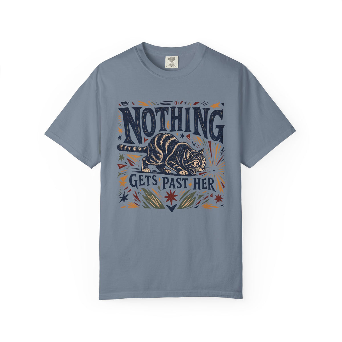 Nothing Gets Past Her Cat T-Shirt — Cute Cat Graphic Tee for Cat Lovers