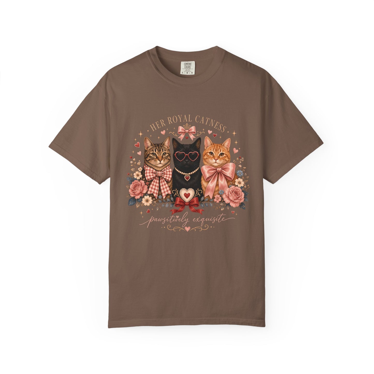 Cat Trio Floral Tee — "Her Royal Cattiness" Graphic T-Shirt