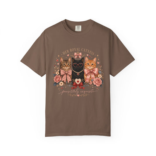 Cat Trio Floral Tee — "Her Royal Cattiness" Graphic T-Shirt