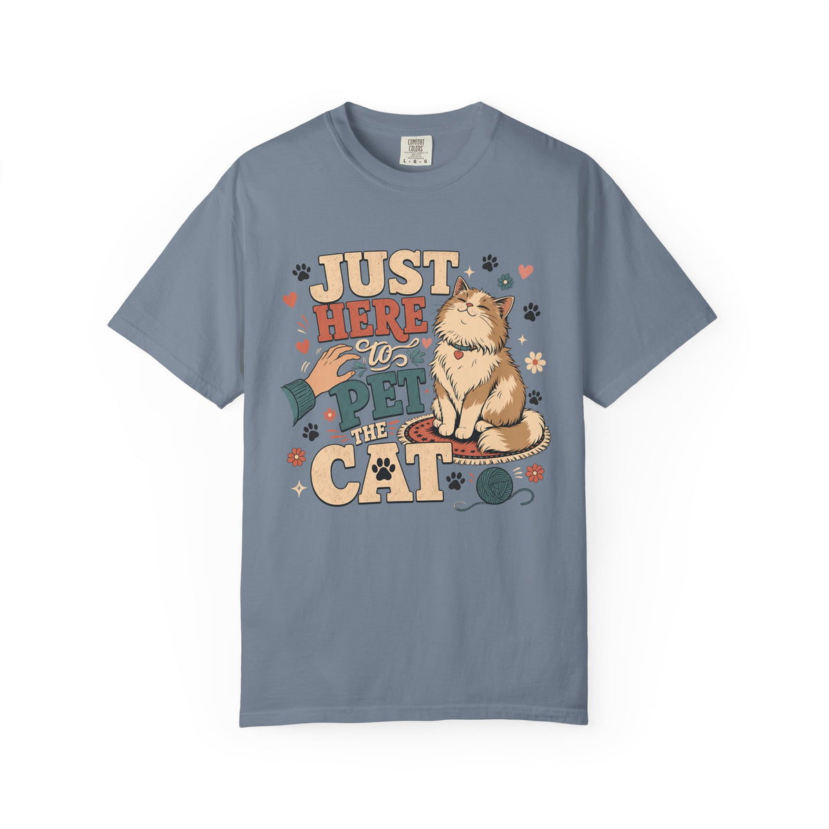 Just Here to Pet The Cat T-Shirt — Cute Retro Cat Lover Tee