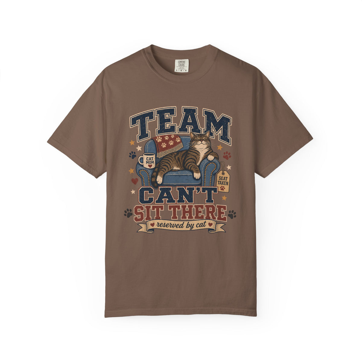 Vintage 'Team Can't Sit There' Cat T-Shirt — Cozy Cat Lover Graphic Tee