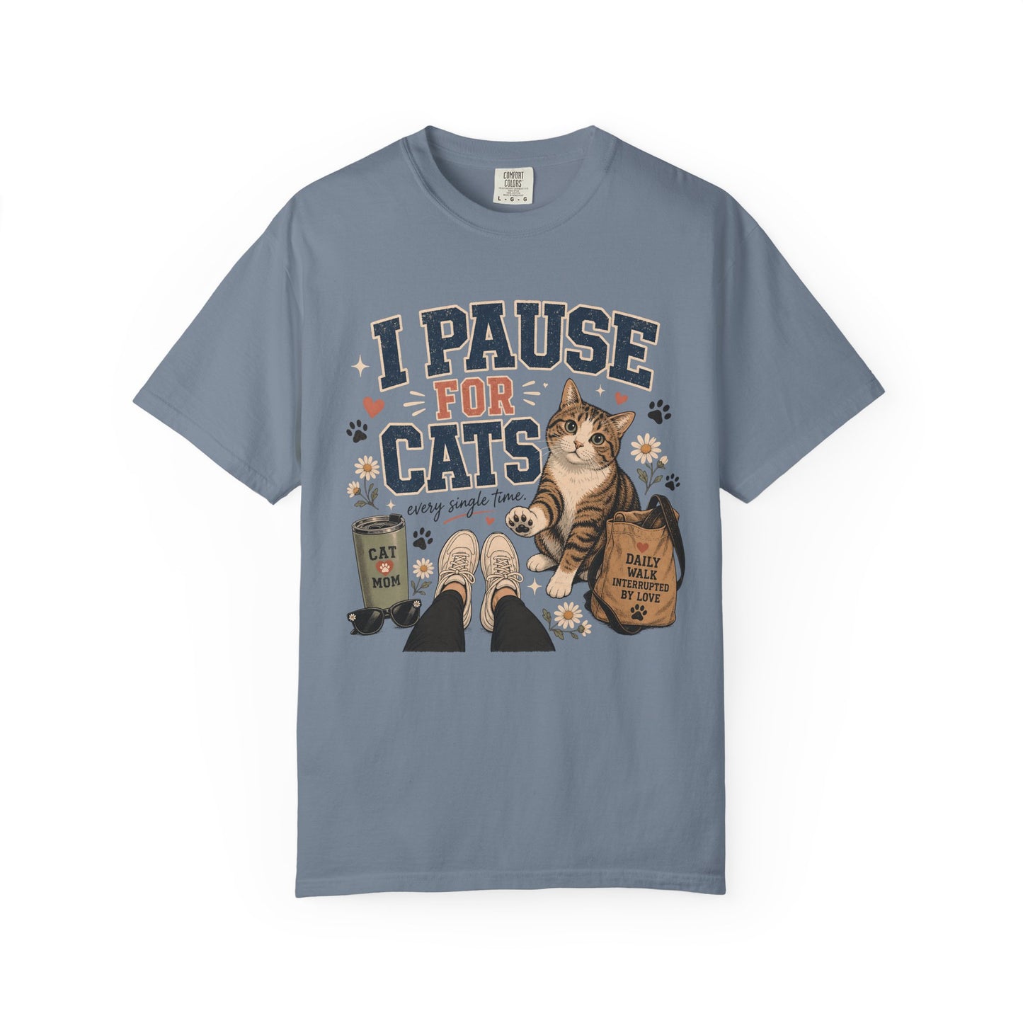 I Pause For Cats T-Shirt – Cute Cat Lover Graphic Tee