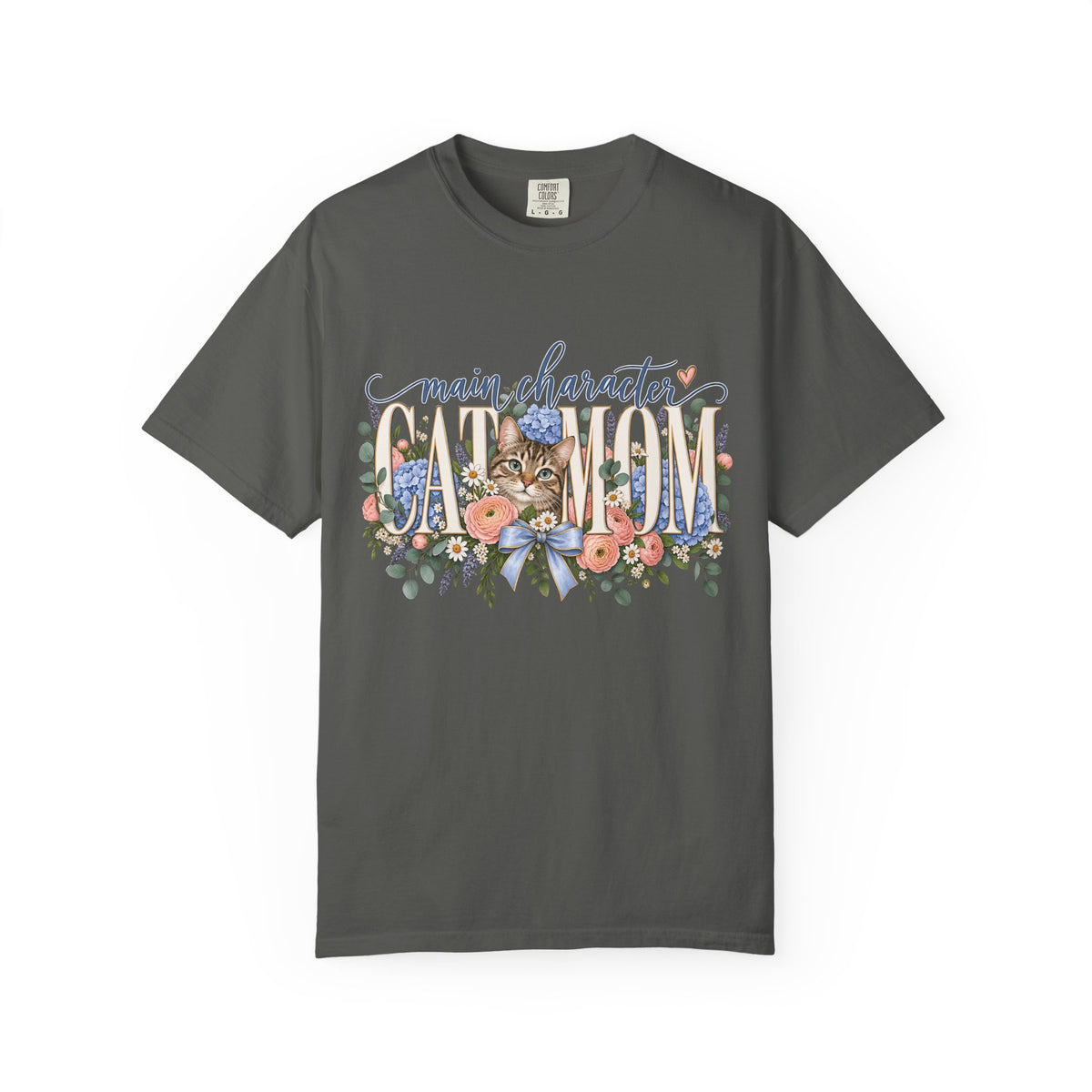 Main Character Cat Mom T-Shirt — Floral Cat 'Main Character' Graphic Tee