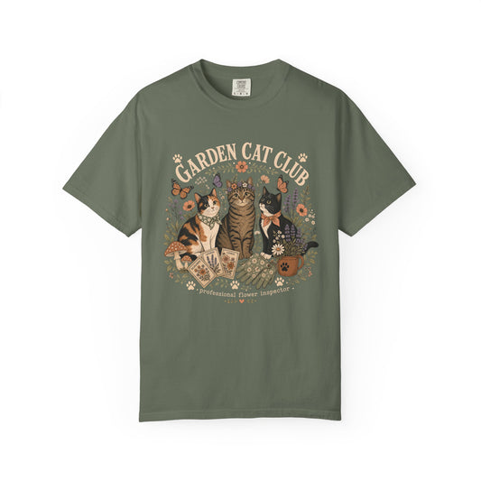 Garden Cat Club T-Shirt — Floral Cat Lovers Tee