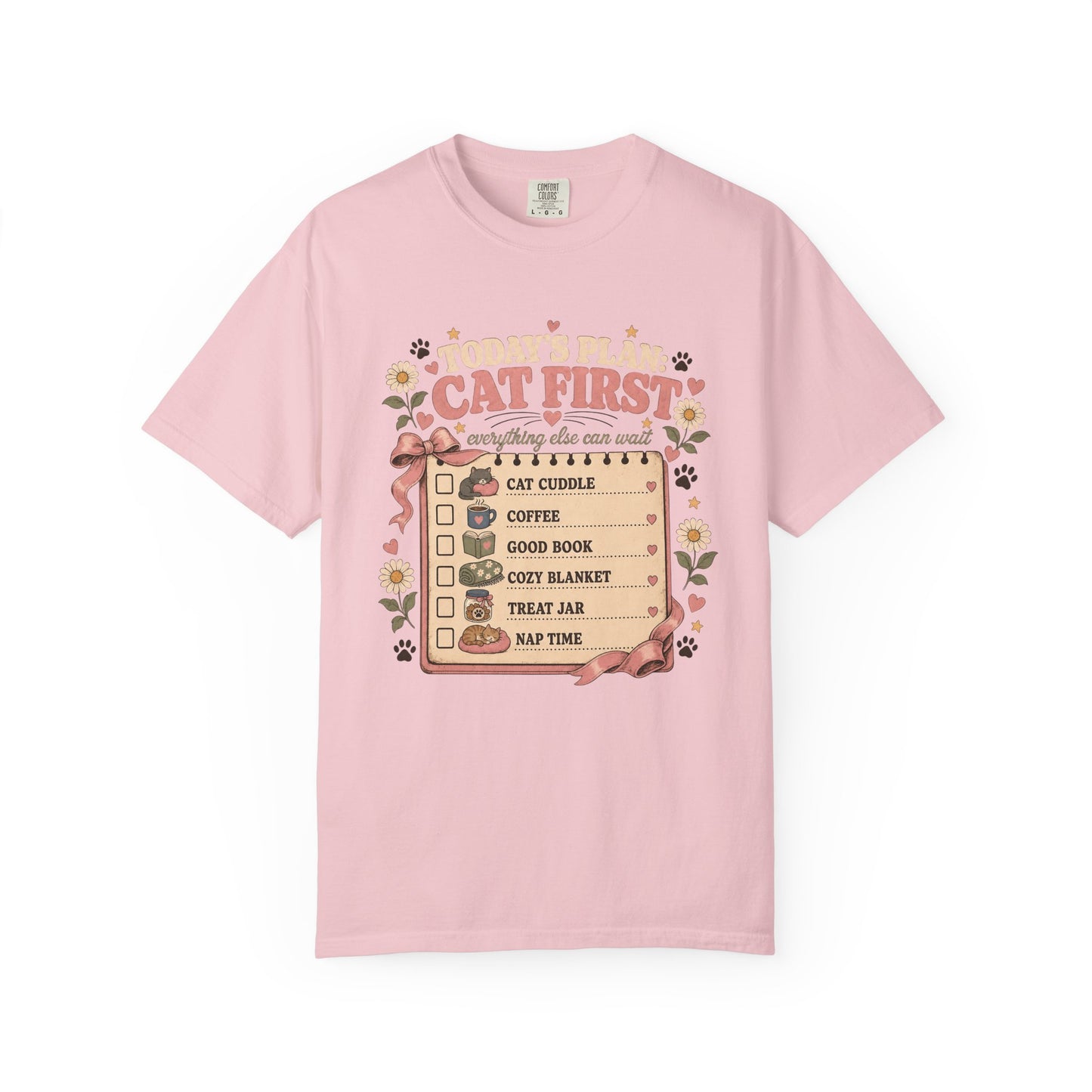 Cat First Checklist T-Shirt — Cozy Cat Lover Tee