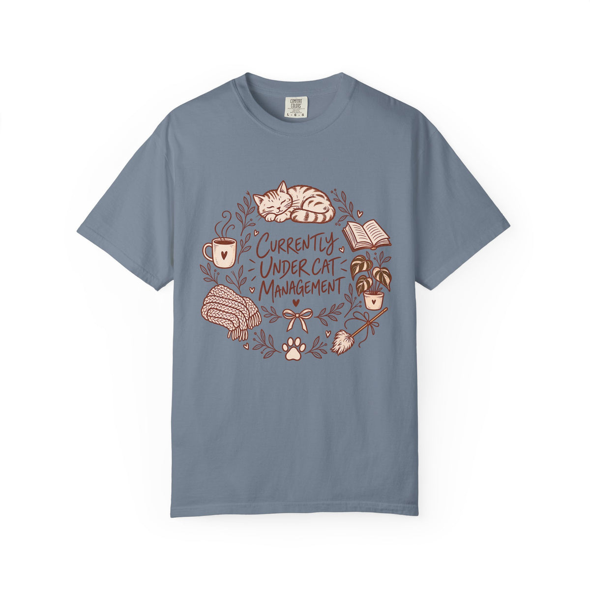 Cat Management T-Shirt — "Currently Under Cat Management" Cozy Graphic Tee