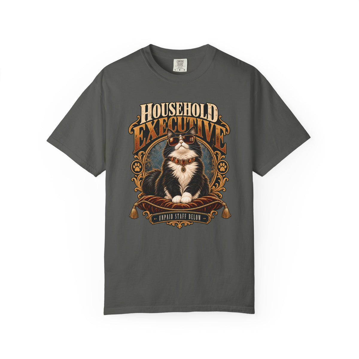Household Executive Cat T-Shirt — Vintage Pet Portrait Tee