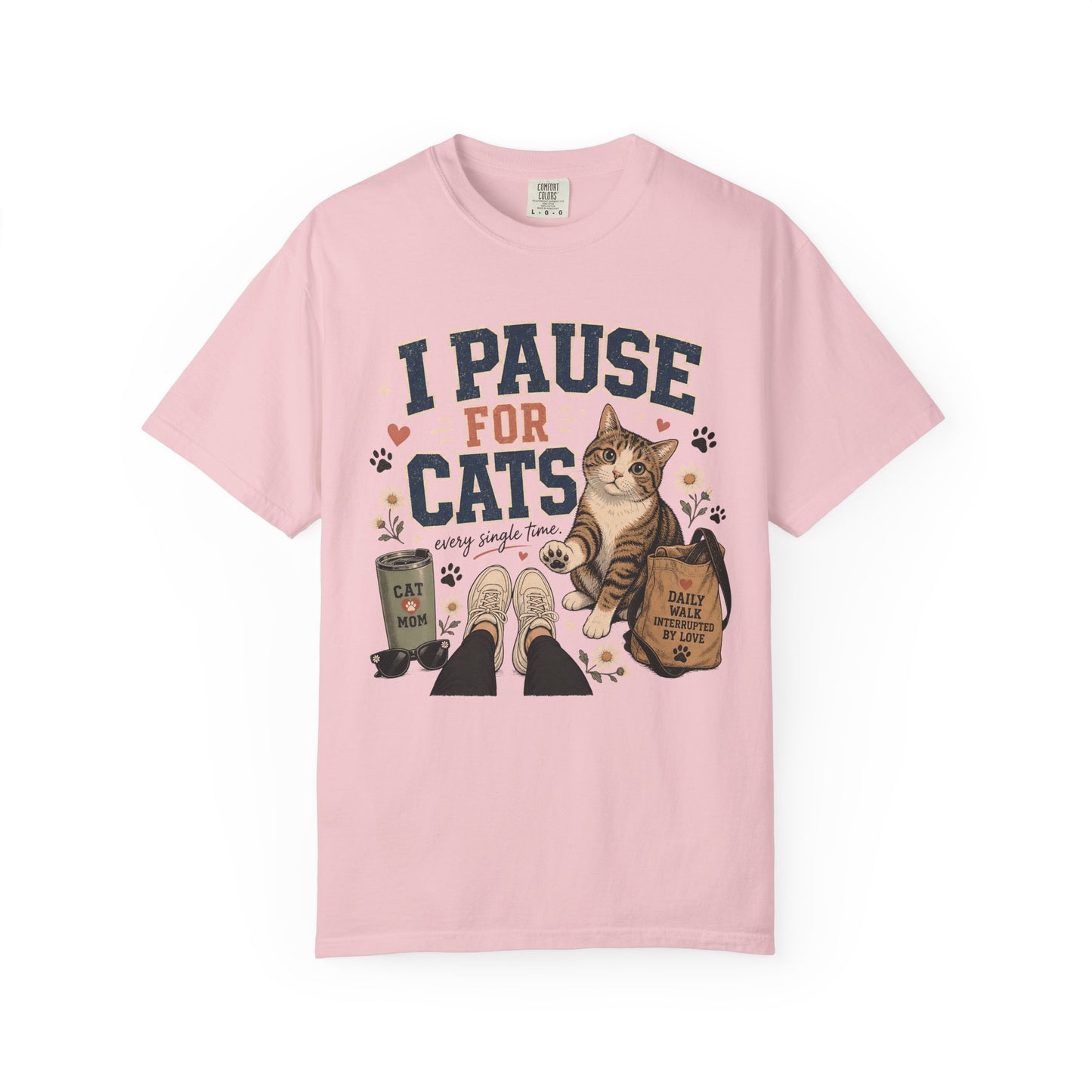 I Pause For Cats T-Shirt – Cute Cat Lover Graphic Tee