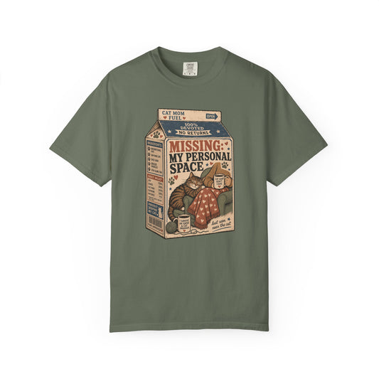 T-Shirt — "Missing: My Personal Space" Cat Milk Carton Graphic Tee
