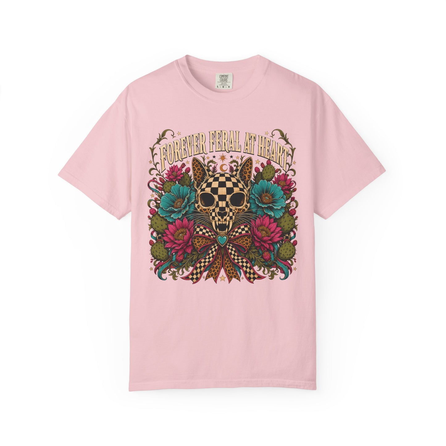 Skull & Roses Graphic T‑Shirt — 'Forever Feral' Vintage Floral Tee