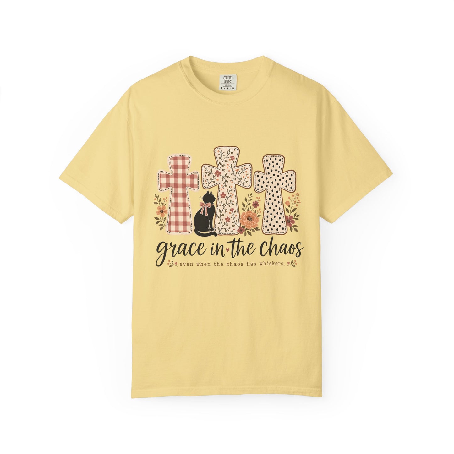 Grace in the Chaos Crosses T-Shirt — Faith-Inspired Floral Cross Tee
