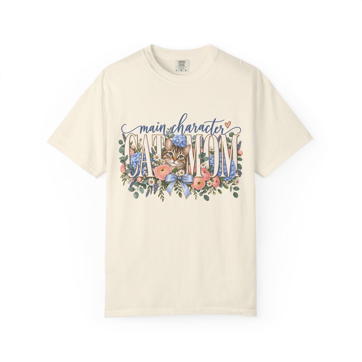 Main Character Cat Mom T-Shirt — Floral Cat 'Main Character' Graphic Tee