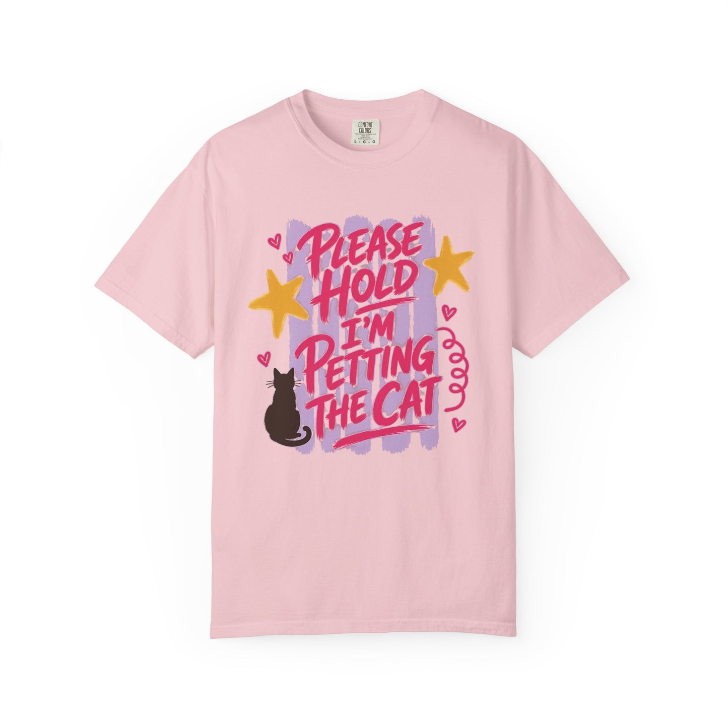 Please Hold I'm Petting the Cat T-Shirt — Cute Cat Lover Tee