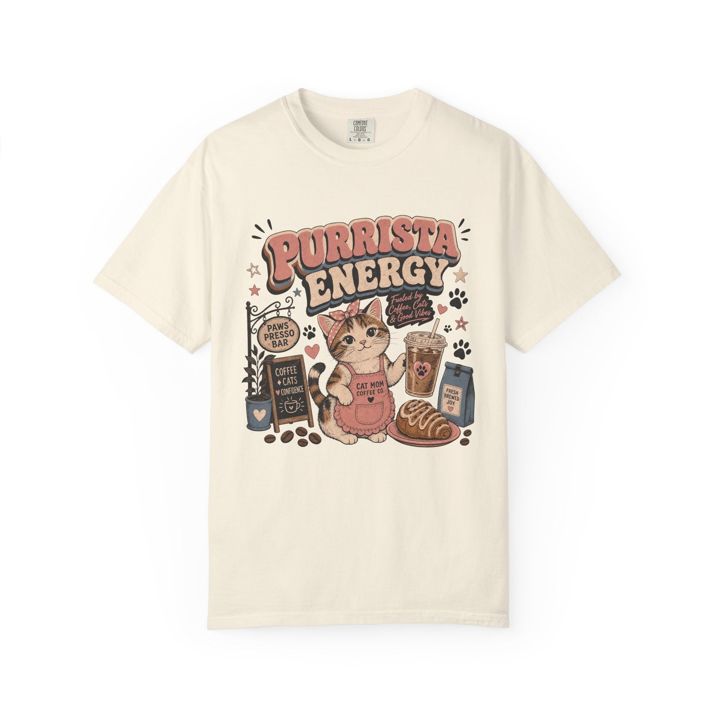 Purrista Energy T-Shirt — Cute Cat Coffee Lover Tee