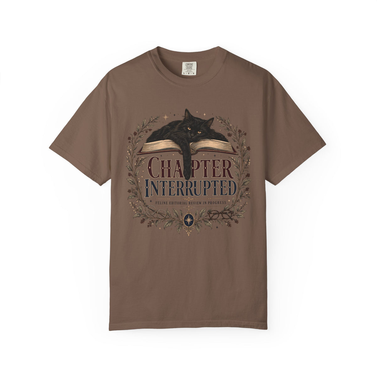 Chapter Interrupted T-Shirt — Cat on Book Graphic Tee