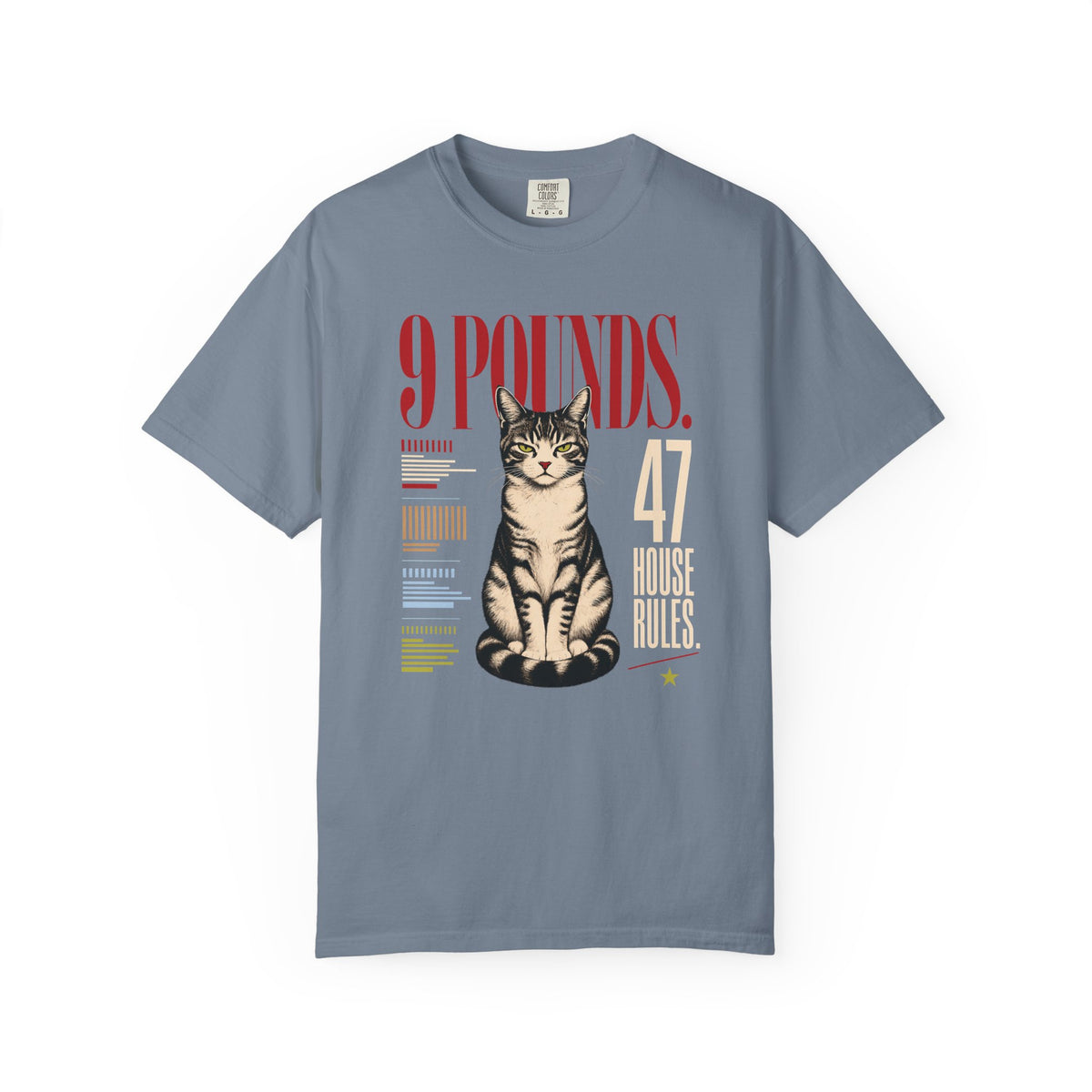9 Pounds Cat T-Shirt — Retro Graphic Kitten Tee
