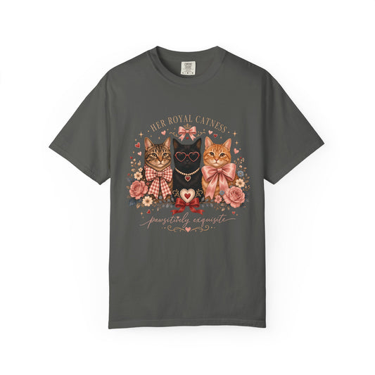 Cat Trio Floral Tee — "Her Royal Cattiness" Graphic T-Shirt