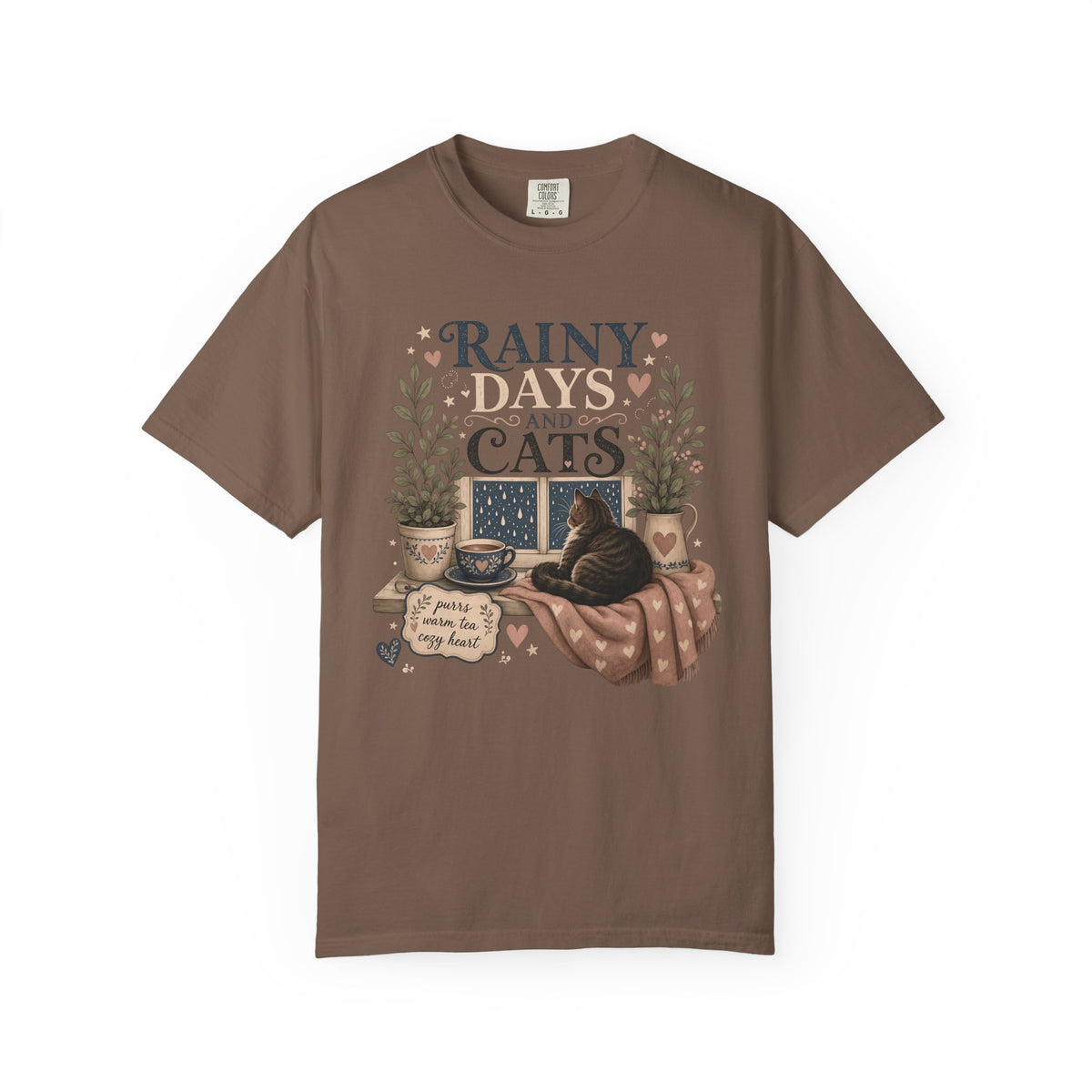 Rainy Days and Cats T-Shirt — Cozy Cat Lover Tee