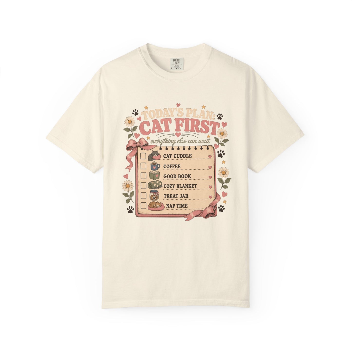 Cat First Checklist T-Shirt — Cozy Cat Lover Tee
