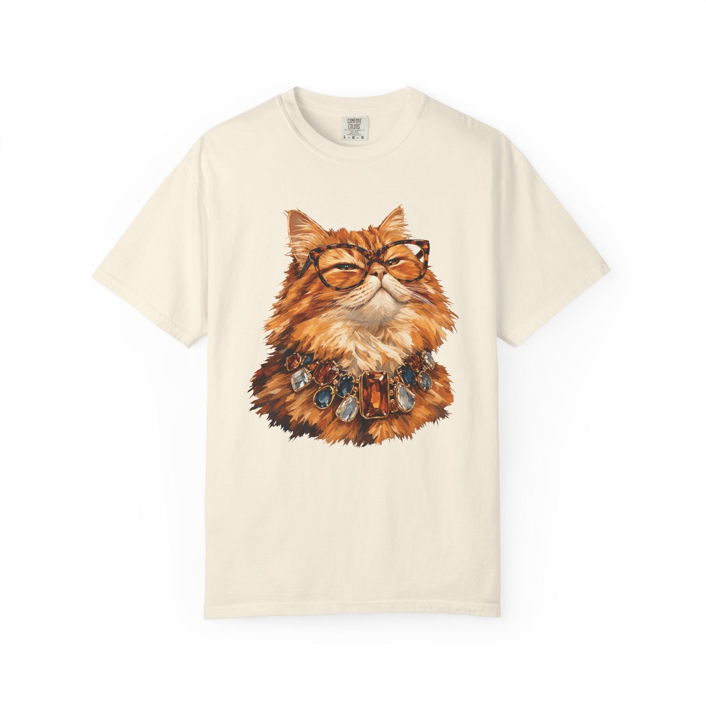 Cat with Glasses Graphic Tee — Vintage Scholarly Ginger Cat T-Shirt