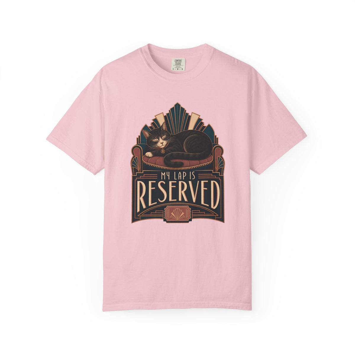Cat T-Shirt — "My Lap Is Reserved" Vintage Art Deco Cat Tee