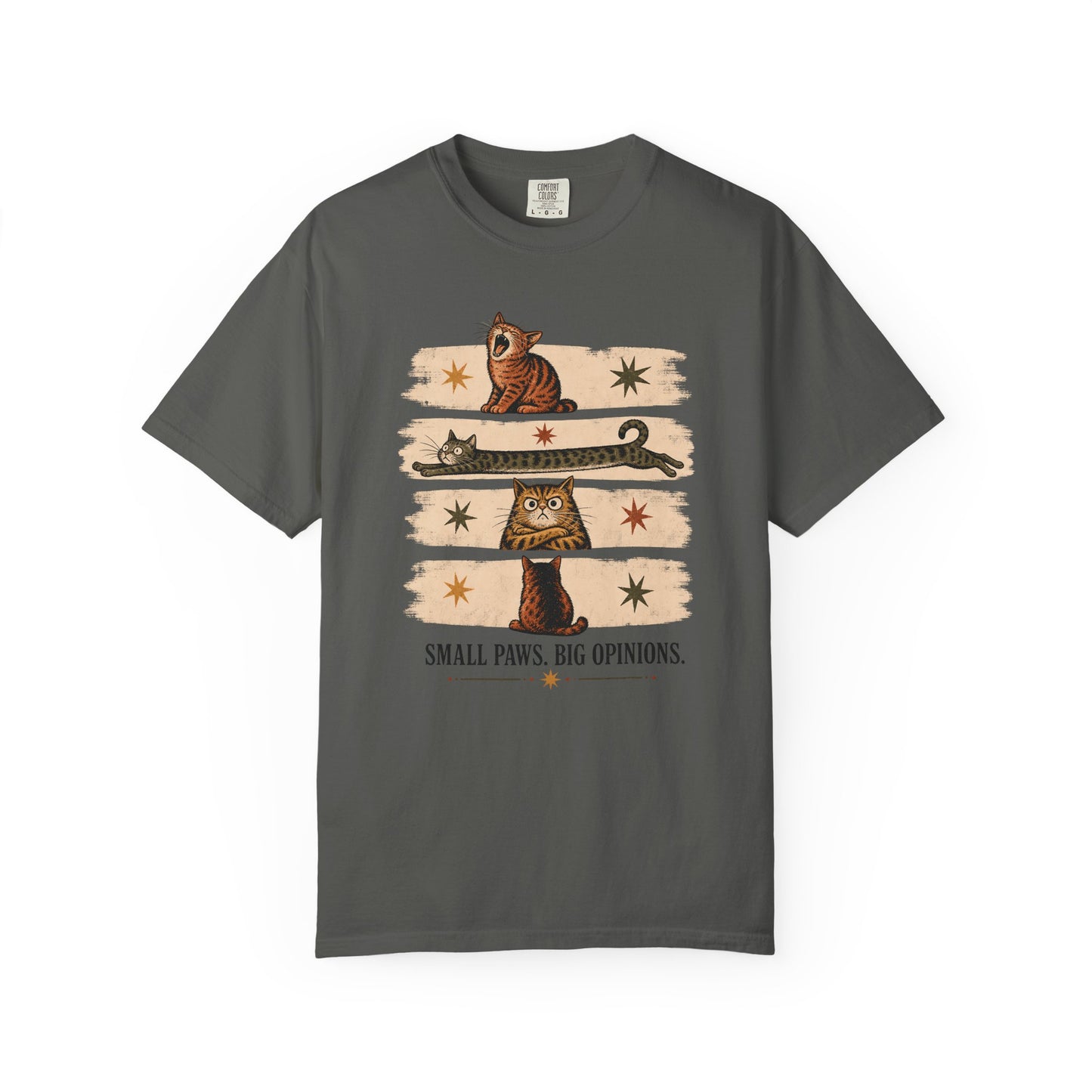 Cat T-Shirt — "Small Paws, Big Opinions" Graphic Tee