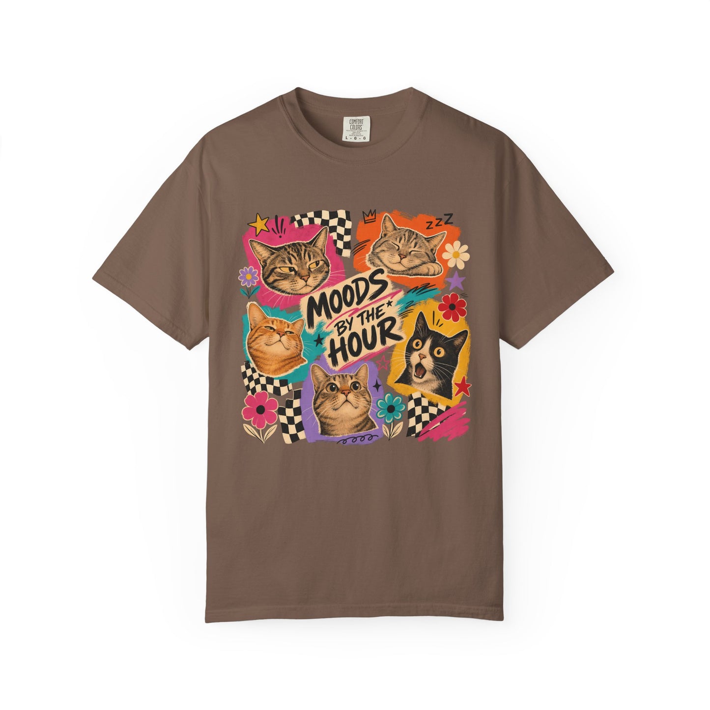 Cat Mood Graphic T-Shirt — "Moods by the Hour" Vintage-Style Tee
