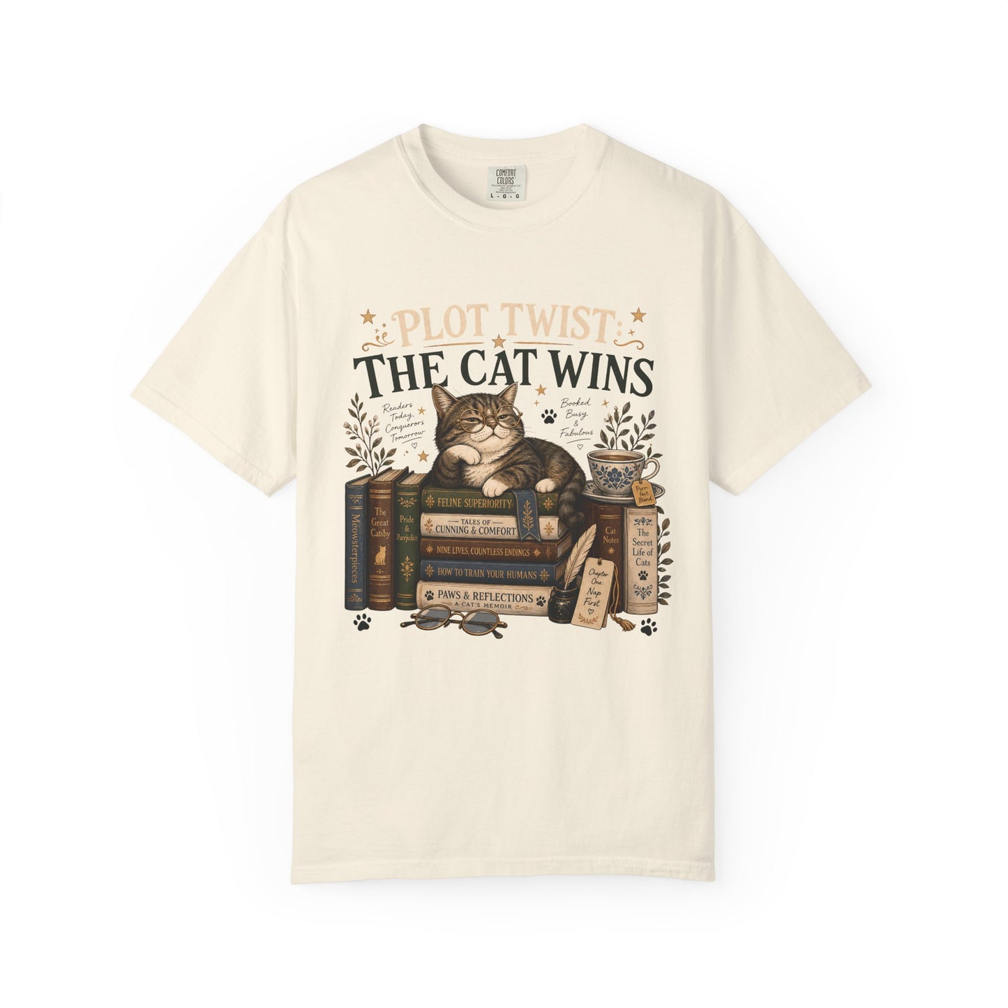 Plot Twist: The Cat Wins — Vintage Bookish T-Shirt
