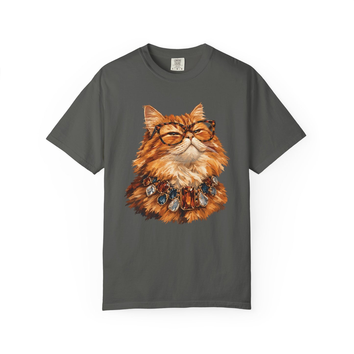 Cat with Glasses Graphic Tee — Vintage Scholarly Ginger Cat T-Shirt