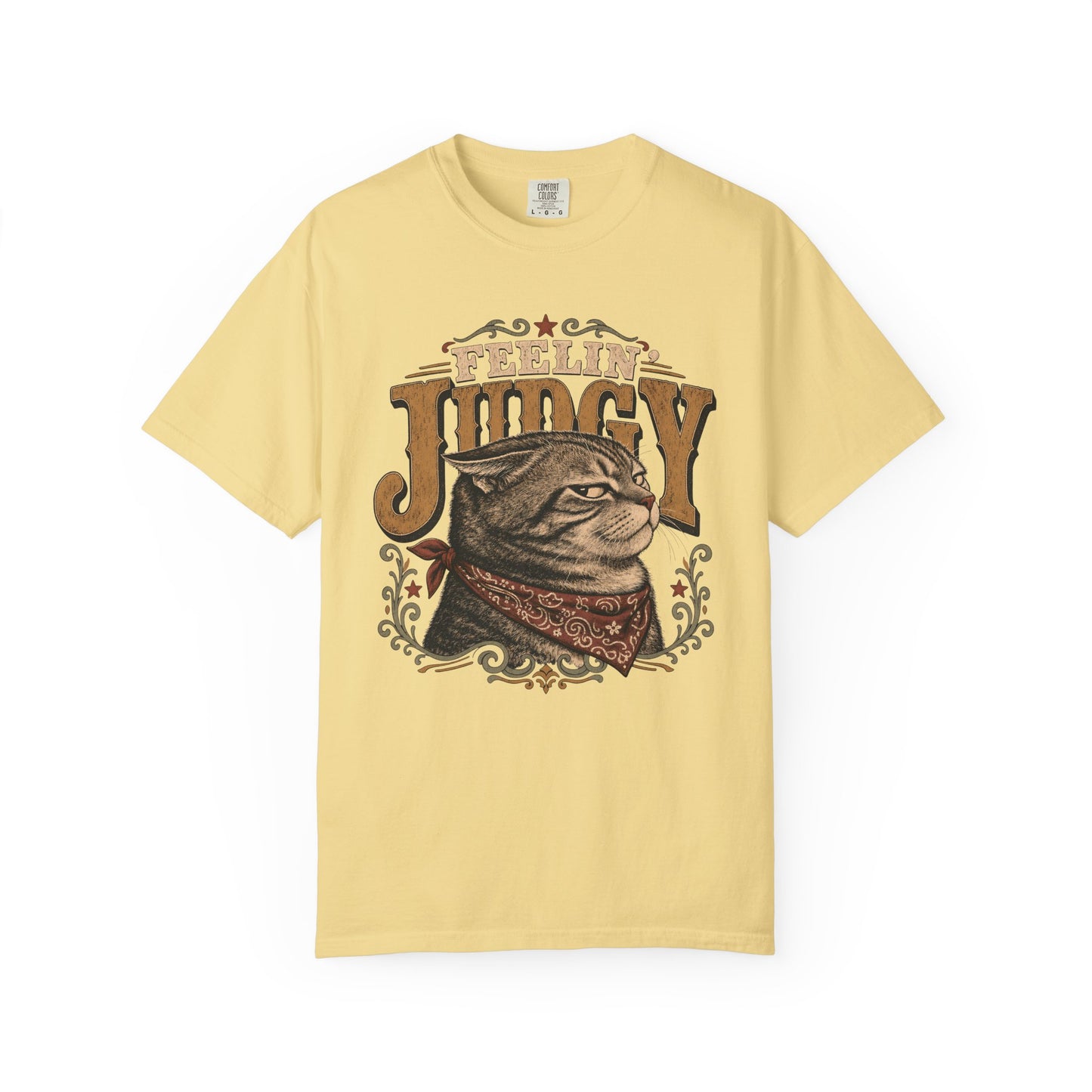 Feelin' Judgy Cat T-Shirt — Vintage Western Cat Graphic Tee