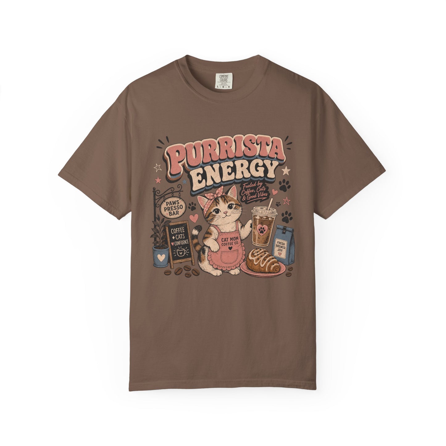 Purrista Energy T-Shirt — Cute Cat Coffee Lover Tee