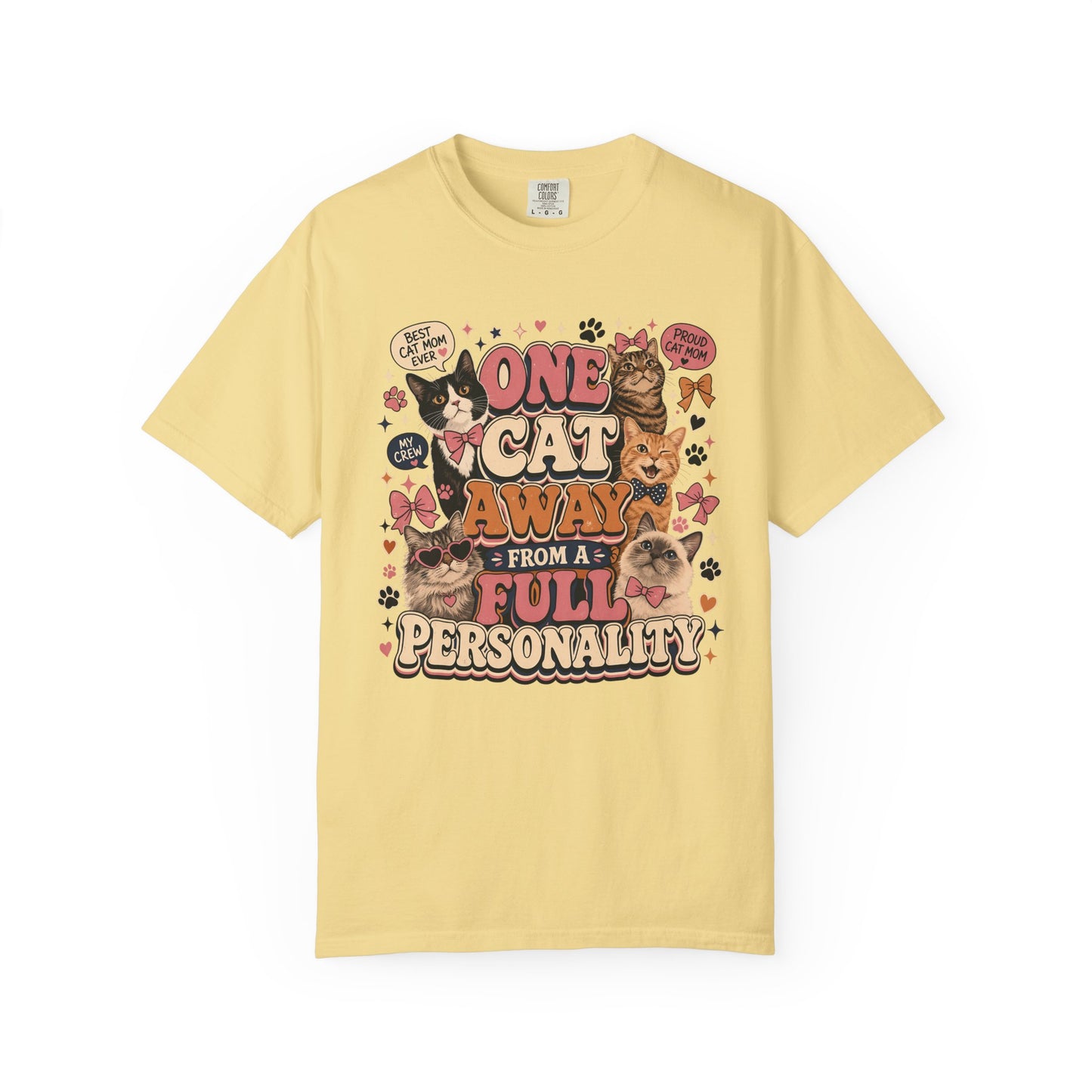 One Cat Away From a Full Personality T-Shirt — Cute Retro Cat Graphic Tee for Cat Lovers